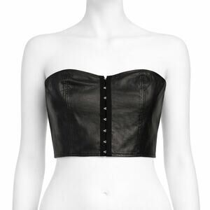 Sparkle & Fade Edgy Bandeau Top Womens Size Large Black Faux Leather Rocker Edgy